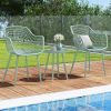 3-Piece Metal Frame Patio Bistro Set with 2 Chairs & Round Accent Table, Light Green