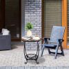 14-In. Hummingbird Mosaic Round Patio Side Table, Garden Accent Table