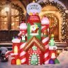 10 FT Christmas Inflatable Candy Castle, LED Lighted Yard Decoration