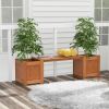 68-In. Wood Garden Planter Bench with 2 Open-Bottom Planter Boxes
