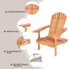 Folding Eucalyptus Wood Adirondack Chair for Patio, Porch & Garden, Natural