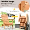 Folding Eucalyptus Wood Adirondack Chair for Patio, Porch & Garden, Natural