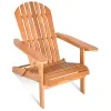 Folding Eucalyptus Wood Adirondack Chair for Patio, Porch & Garden, Natural