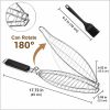 Stainless Steel Fish Grill Basket with Removable Wooden Handle & Basting Brush