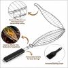 Stainless Steel Fish Grill Basket with Removable Wooden Handle & Basting Brush