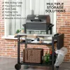 49.25-In. Outdoor Grill Cart & Prep Table with Folding Side Shelf, Black