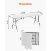 6FT Heavy-Duty Folding Table, Portable HDPE Party & Picnic Table, White