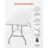 6FT Heavy-Duty Folding Table, Portable HDPE Party & Picnic Table, White