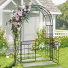 7 ft Metal Garden Arbor with Gate and Plant Trellis