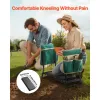 Heavy-Duty Folding Garden Kneeler & Seat Set with 8-In. Wide Pad & Tool Bags, Green