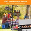Vertical Attachable Griddle Caddy Organizer with 3 Baskets, Hooks & Paper Towel Holder, Black