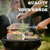 2-Pc. 304 Stainless Steel Grill Basket Set, Rectangular & Rolling Baskets