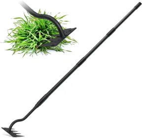 56-In. 4-Tine Long-Handle Garden Weeder Rake & Hoe