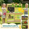 Outdoor Kids Wooden Planting Bench & Kitchen with Garden Tools, Natural