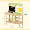 Outdoor Kids Wooden Planting Bench & Kitchen with Garden Tools, Natural
