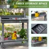 Wood Garden Potting Bench with Wheels, Removable Sink & Storage, Gray