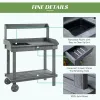Wood Garden Potting Bench with Wheels, Removable Sink & Storage, Gray