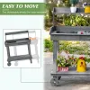 Wood Garden Potting Bench with Wheels, Removable Sink & Storage, Gray