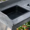 Wood Garden Potting Bench with Wheels, Removable Sink & Storage, Gray