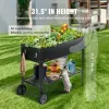 Elevated Galvanized Metal Raised Garden Bed, 42.5" x 19.5" x 31.5" with Legs & Wheels for Vegetables, Herbs & Flowers