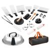 28-Pc. Stainless Steel Griddle & BBQ Tool Set with Presses, Basting Cover & Bag