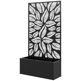 Metal Planter, Raised Garden Bed with Privacy Trellis, Freestanding or Wall-Mounted