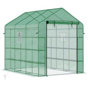 8 x 6 x 7 Ft. Portable Walk-In Greenhouse with 18 Shelves & Trellis