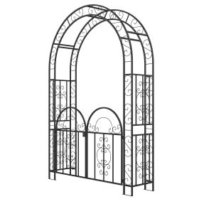 7.4 ft Steel Garden Arch with Double Gate, Garden Arbor Trellis for Climbing Plants
