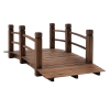 5ft Fir Wood Garden Bridge, Arc Walkway with Side Railings, Stained Brown