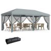 10' x 20' Pop-Up Canopy with 6 Mesh Sidewalls, Gray