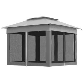 10.7 x 10.7 Ft Pop-Up Canopy Gazebo with Zipper Netting, Light Gray