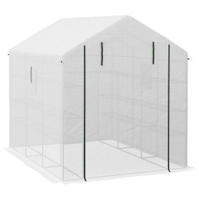 8 x 6 Ft. Portable Greenhouse with 3-Tier Shelves, Accessories, & Mesh Door