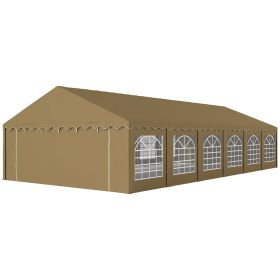 20 x 40 Ft Party Tent, Outdoor Canopy with Sidewalls & 12 Windows, Brown