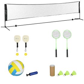 3-in-1 Badminton, Volleyball & Pickleball Game Set with Adjustable Net