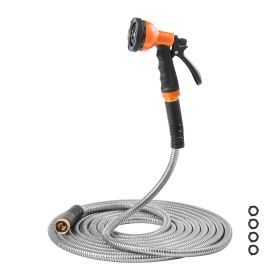 150-Ft. Metal Garden Hose Set, Stainless Steel, 10-Function Nozzle