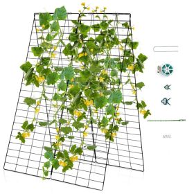 A-Frame Cucumber Trellis with Ground Stakes and Cable Ties for Climbing, Green