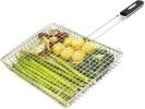Extra-Large Stainless Steel Grill Basket with 13.77-In. Detachable Handle