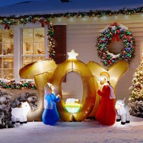 7.4ft Lighted Christmas Inflatable Nativity Scene with JOY Sign