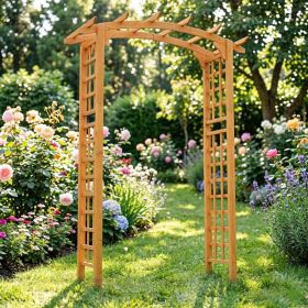 7.5 ft Fir Wood Garden Arbor Arch Trellis, Rustic Climbing Plant Support