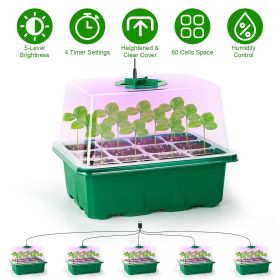 5-Pack 60-Cell Seed Starter Kit with Full-Spectrum Grow Lights & Humidity Domes