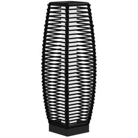 26.75-In. Solar Rattan Floor Lamp, Outdoor Garden Lantern, Black