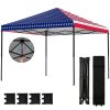 10 x 10 Ft Pop-Up Canopy Tent, One-Push Setup, American Flag