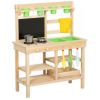 Outdoor Kids Wooden Planting Bench & Kitchen with Garden Tools, Natural