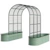 3-in-1 Raised Garden Bed Kit with Arch Trellis, Climbing Net, Green
