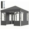9.6 x 9.6 Ft Pop-Up Canopy Tent with Sidewalls, UPF 50+, Dark Gray & White