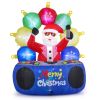 6ft Inflatable DJ Santa, Rotating Music Light, Flashing RGB LED Christmas Decoration