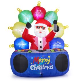 6ft Inflatable DJ Santa, Rotating Music Light, Flashing RGB LED Christmas Decoration