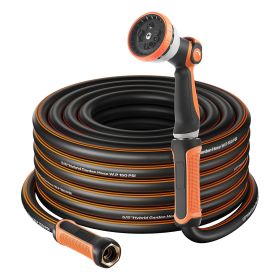 150-Ft. 5/8" Heavy-Duty Rubber Garden Hose Set, 10-Pattern Nozzle