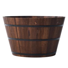 26" Wood Whiskey Barrel Planter, Rustic Garden Style