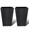 Set of 2 Tall Black Planters, 18.3-Inch Outdoor Pots with Removable Shelf